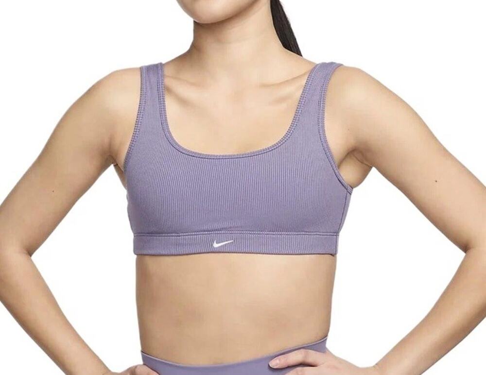 Nike Women's Light Support Ribbed Sports Bra, Color: Purple, Size Xs